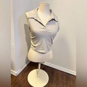 Calvin Klein Cream Ribbed Crop Top